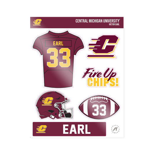 Central Michigan - NCAA Football : Victor Earl - Sticker Sheet-0