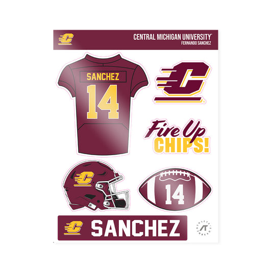 Central Michigan - NCAA Football : Fernando Sanchez - Sticker Sheet-0