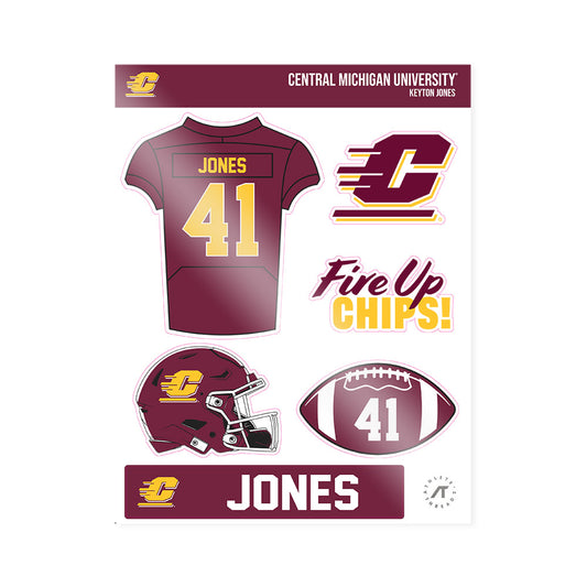 Central Michigan - NCAA Football : Keyton Jones - Sticker Sheet-0