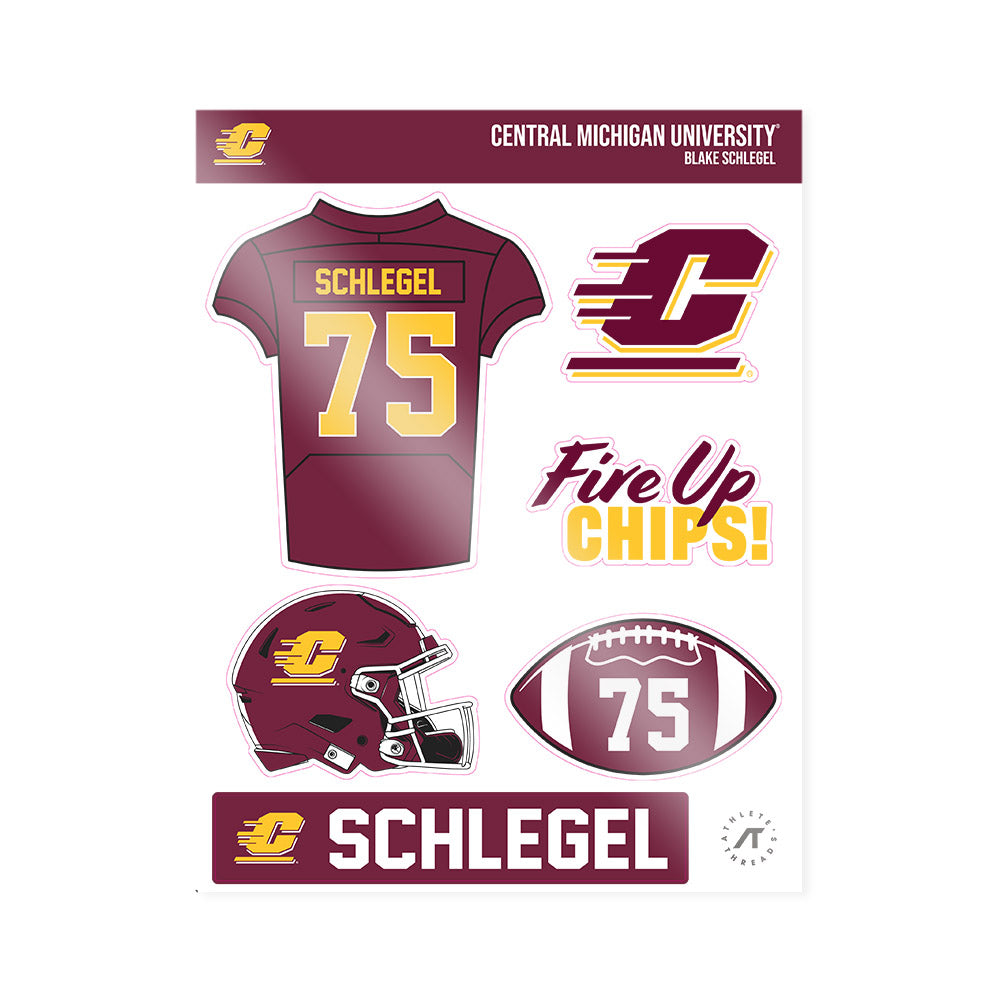 Central Michigan - NCAA Football : Blake Schlegel - Sticker Sheet-0
