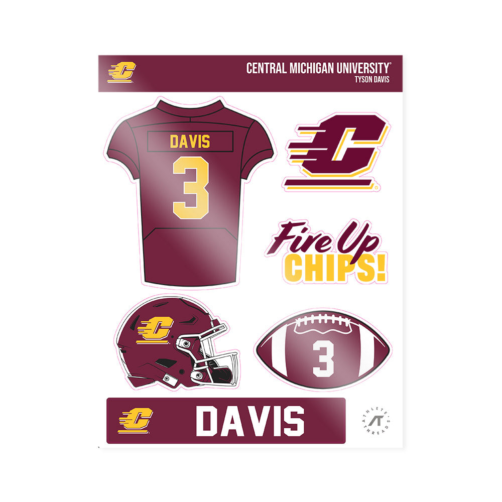 Central Michigan - NCAA Football : Tyson Davis - Sticker Sheet-0