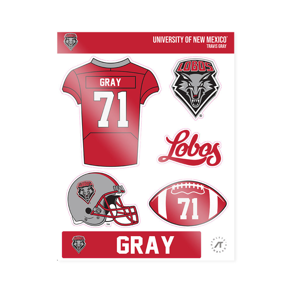 New Mexico - NCAA Football : Travis Gray - Sticker Sheet-0