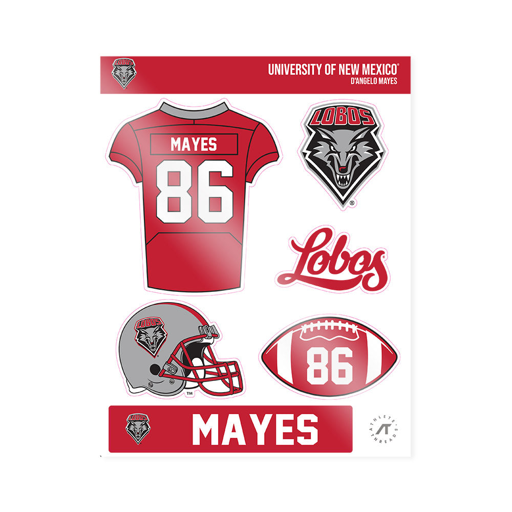 New Mexico - NCAA Football : D'Angelo Mayes - Sticker Sheet-0