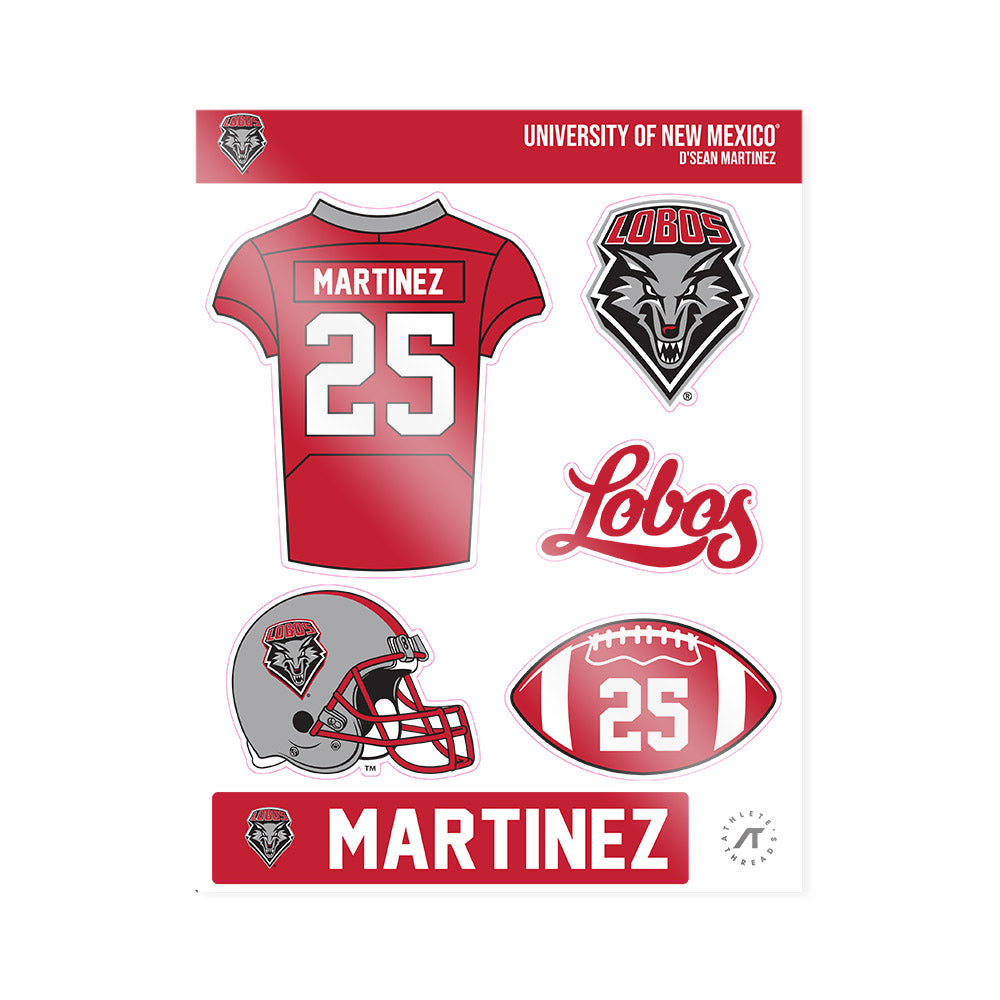 New Mexico - NCAA Football : D'sean Martinez - Sticker Sheet-0