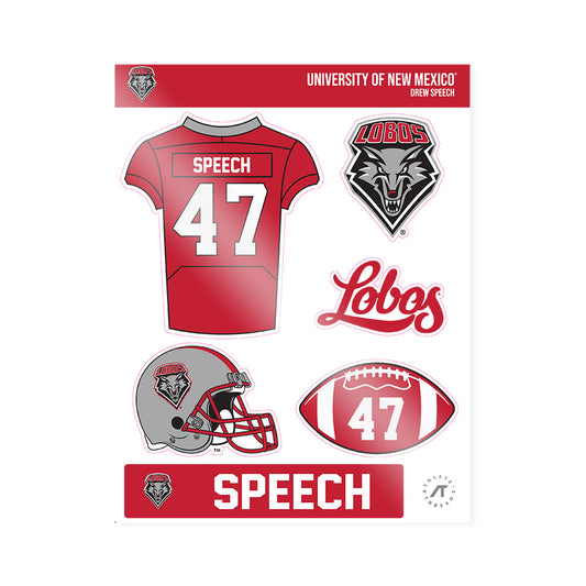 New Mexico - NCAA Football : Drew Speech - Sticker Sheet-0