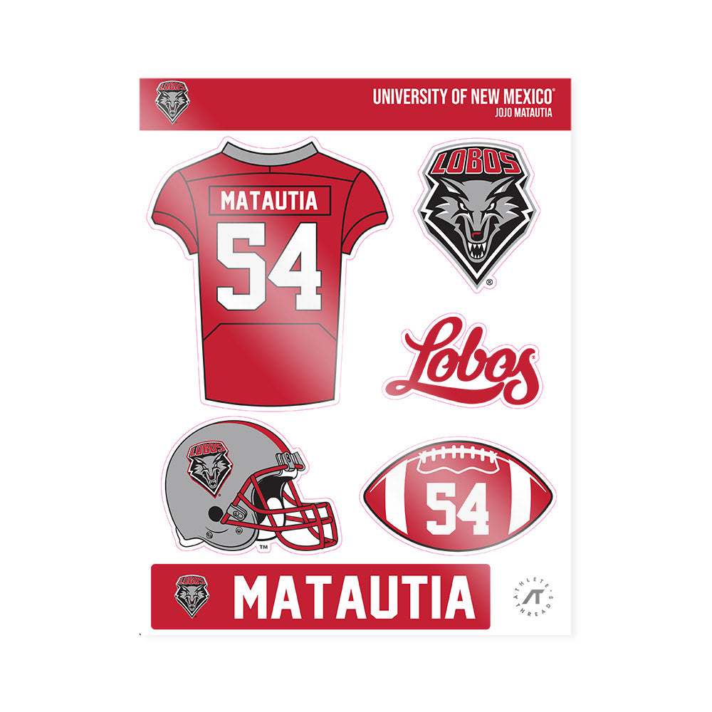 New Mexico - NCAA Football : Jojo Matautia - Sticker Sheet-0