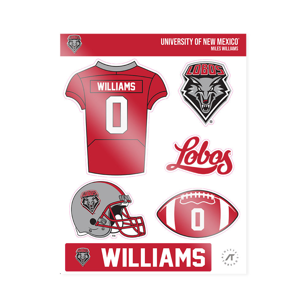 New Mexico - NCAA Football : Miles Williams - Sticker Sheet-0