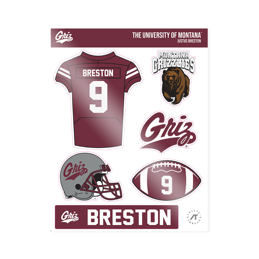 Montana - NCAA Football : Justus Breston - Sticker Sheet-0