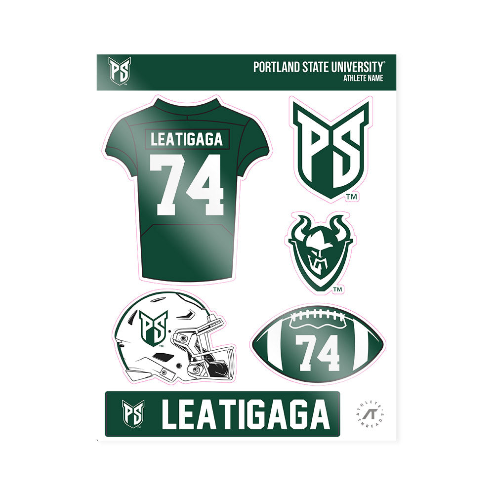 Portland State - NCAA Football : Pule Leatigaga - Sticker Sheet-0