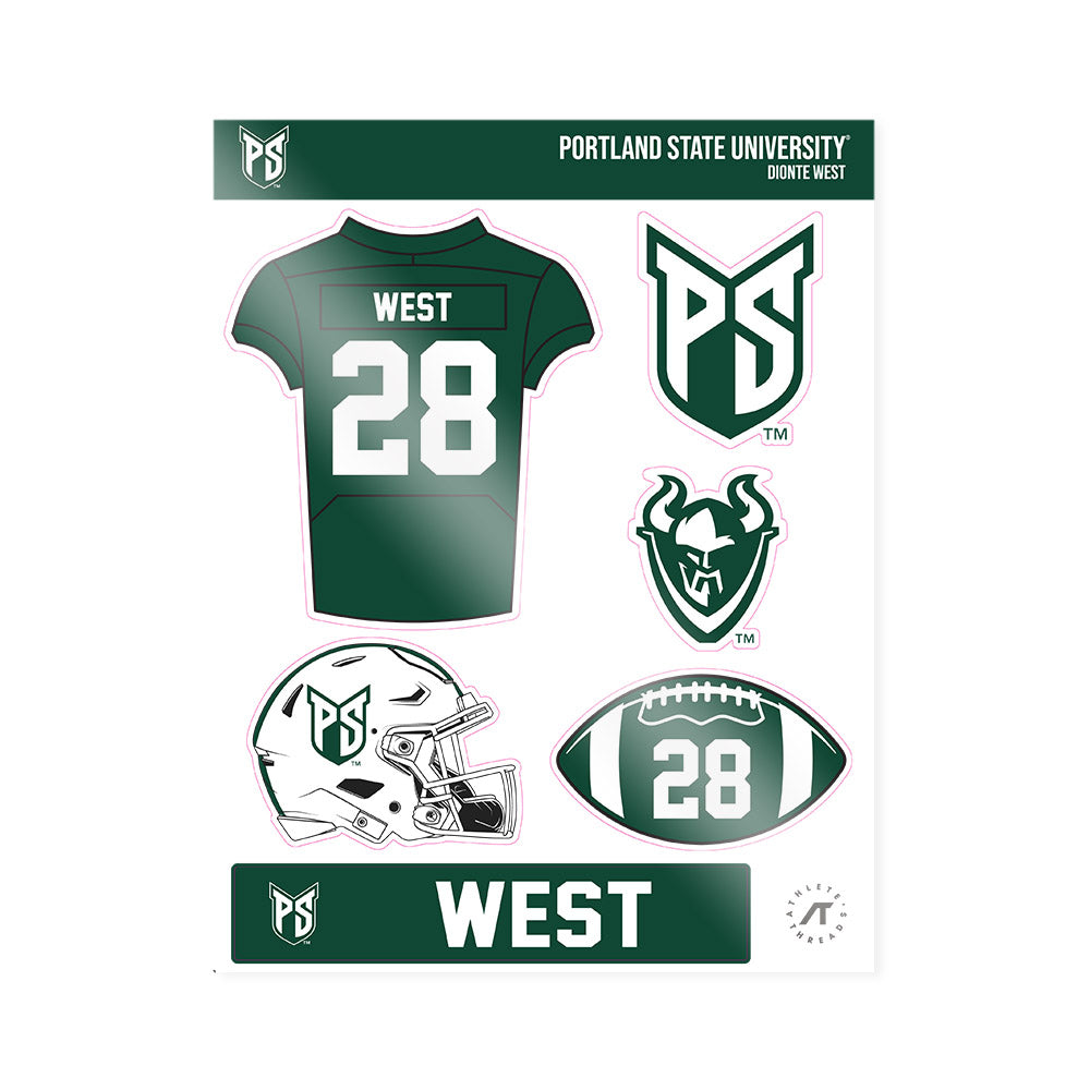 Portland State - NCAA Football : Dionte West - Sticker Sheet-0