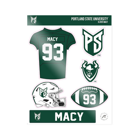 Portland State - NCAA Football : Oliver Macy - Sticker Sheet-0