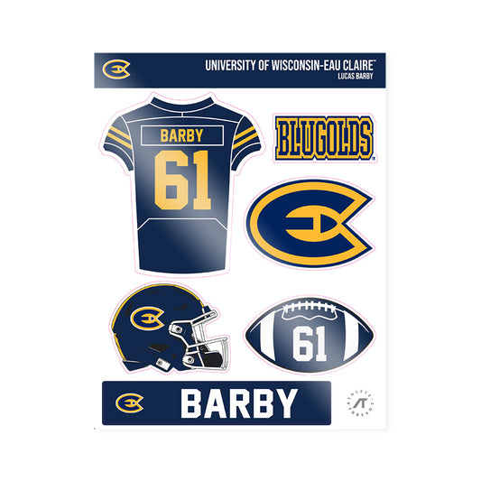UW Eau Claire - NCAA Football : Lucas Barby - Sticker Sheet-0