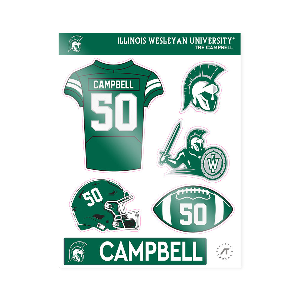 Illinois Wesleyan - NCAA Football : Tre Campbell - Sticker Sheet-0