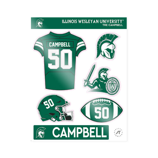 Illinois Wesleyan - NCAA Football : Tre Campbell - Sticker Sheet-0