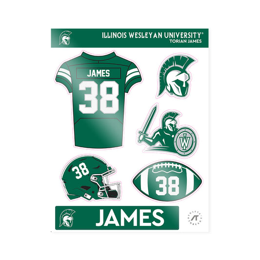 Illinois Wesleyan - NCAA Football : Torian James - Sticker Sheet-0