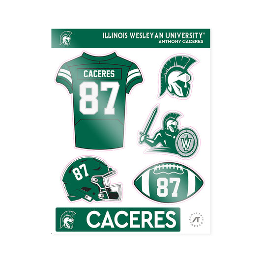 Illinois Wesleyan - NCAA Football : Anthony Caceres - Sticker Sheet-0