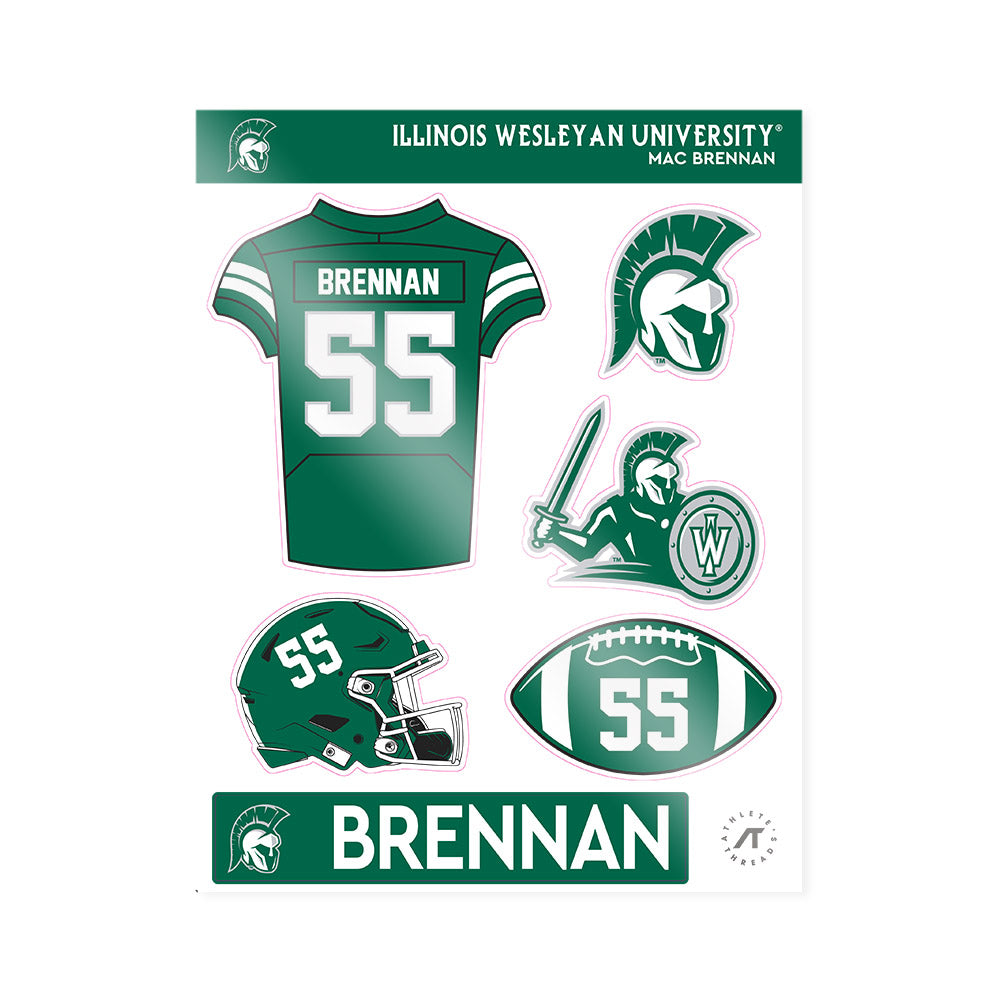 Illinois Wesleyan - NCAA Football : Mac Brennan - Sticker Sheet-0