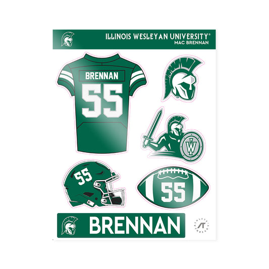 Illinois Wesleyan - NCAA Football : Mac Brennan - Sticker Sheet-0