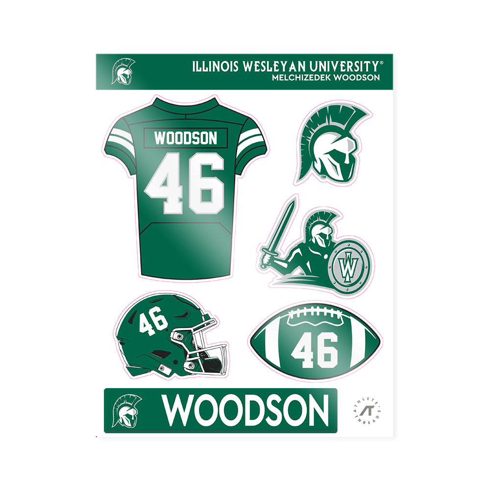 Illinois Wesleyan - NCAA Football : Melchizedek Woodson - Sticker Sheet-0