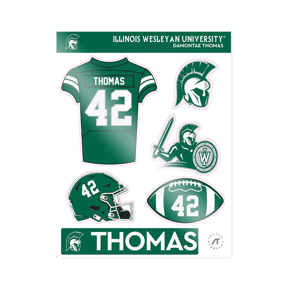 Illinois Wesleyan - NCAA Football : Damontae Thomas - Sticker Sheet-0