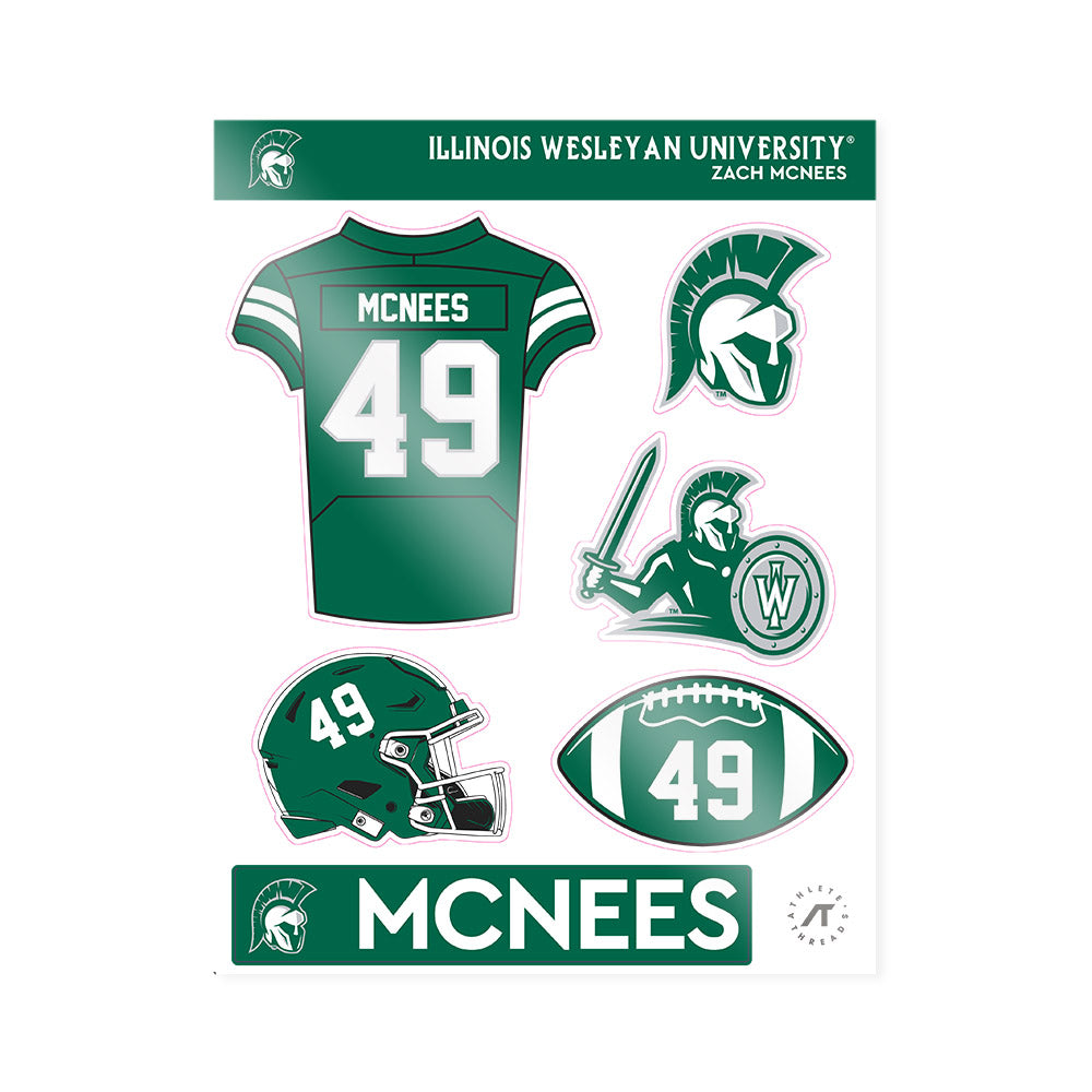 Illinois Wesleyan - NCAA Football : Zach McNees - Sticker Sheet-0