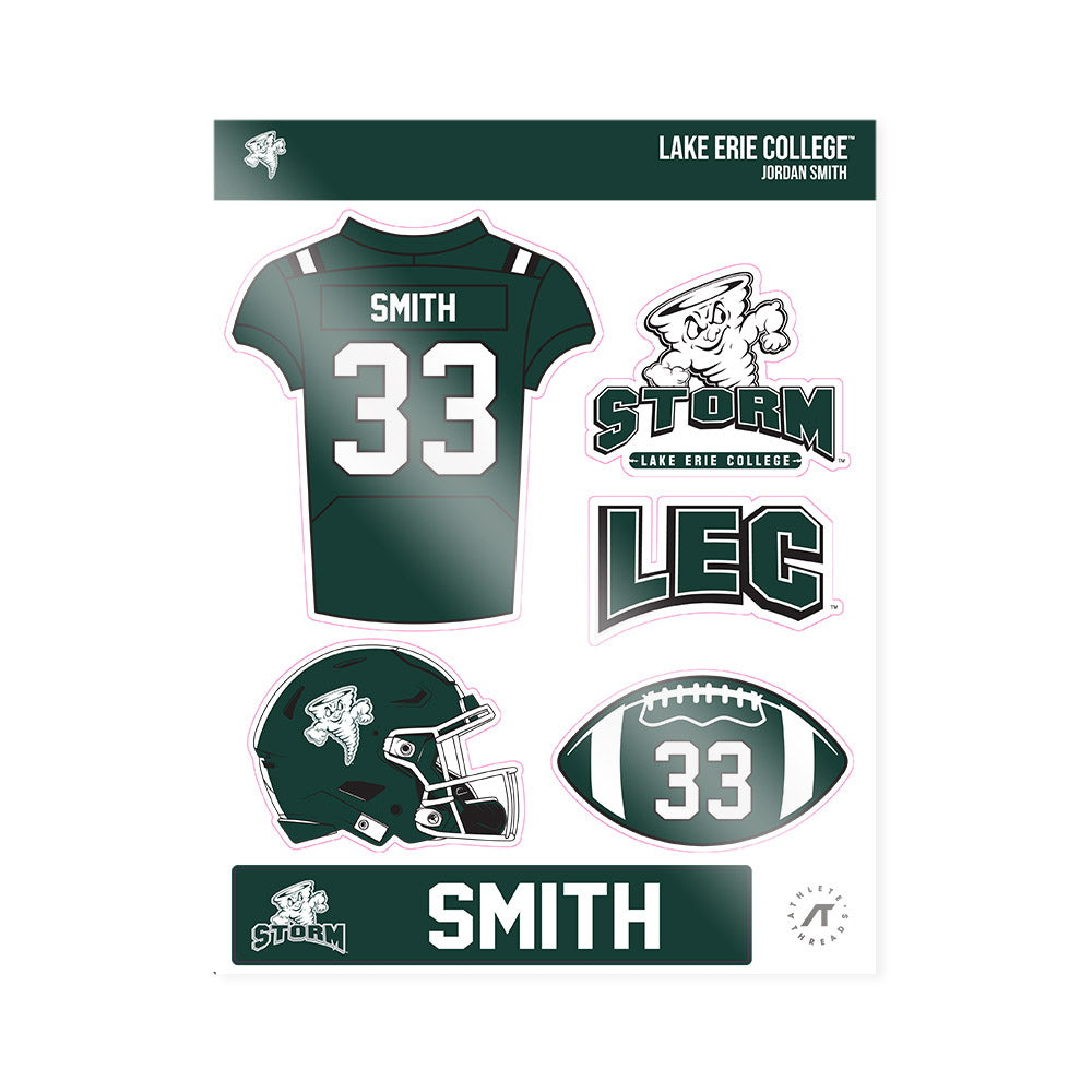 Lake Erie College - NCAA Football : Jordan Smith - Sticker Sheet-0