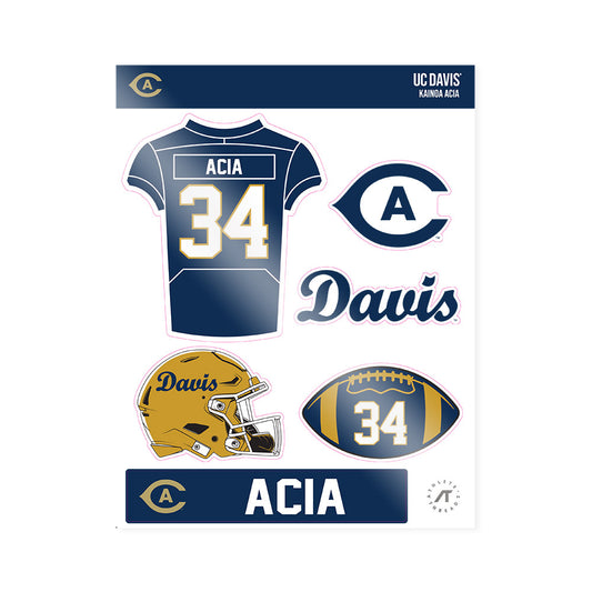 UC Davis - NCAA Football : Kainoa Acia - Sticker Sheet-0
