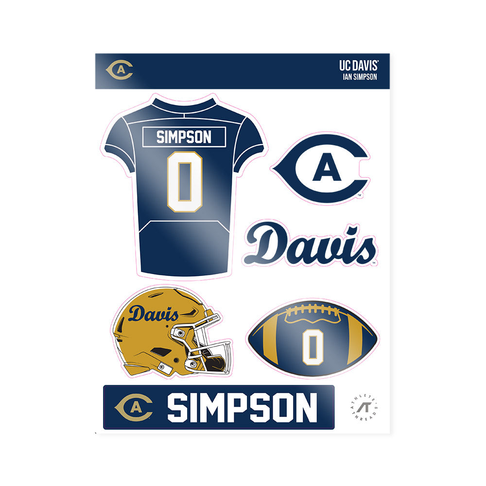 UC Davis - NCAA Football : Ian Simpson - Sticker Sheet-0