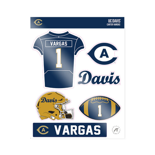 UC Davis - NCAA Football : Carter Vargas - Sticker Sheet-0