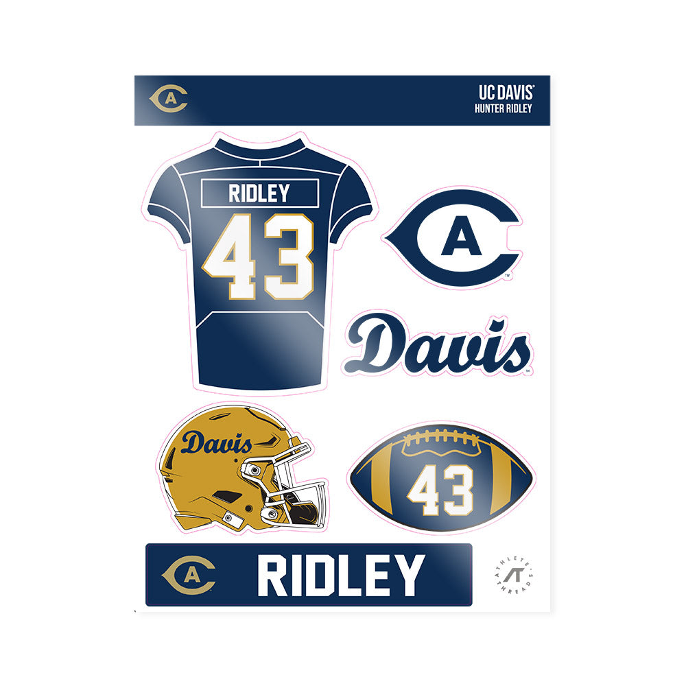 UC Davis - NCAA Football : Hunter Ridley - Sticker Sheet-0