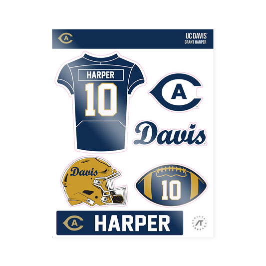 UC Davis - NCAA Football : Grant Harper - Sticker Sheet-0