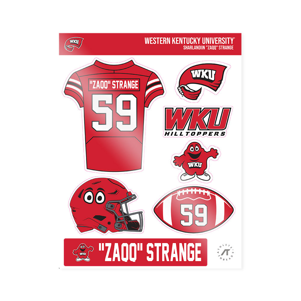 Western Kentucky - NCAA Football : Sharlandiin "Zaqq" Strange - Sticker Sheet-0
