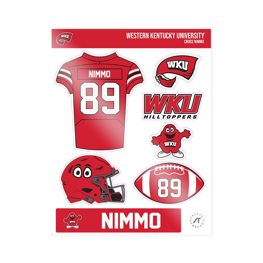 Western Kentucky - NCAA Football : Cross Nimmo - Sticker Sheet-0