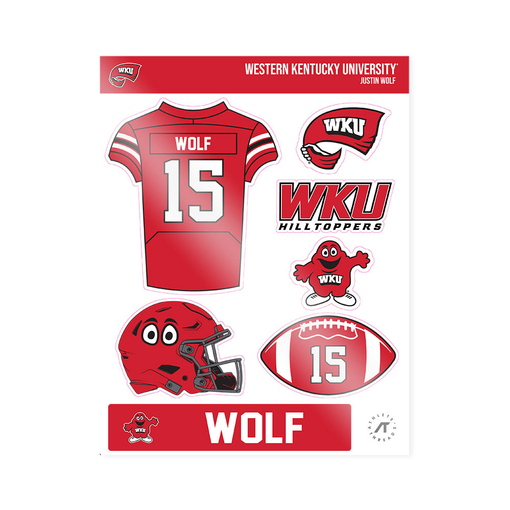 Western Kentucky - NCAA Football : Justin Wolf - Sticker Sheet-0