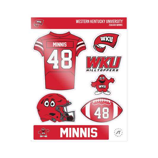 Western Kentucky - NCAA Football : Zsacari Minnis - Sticker Sheet-0