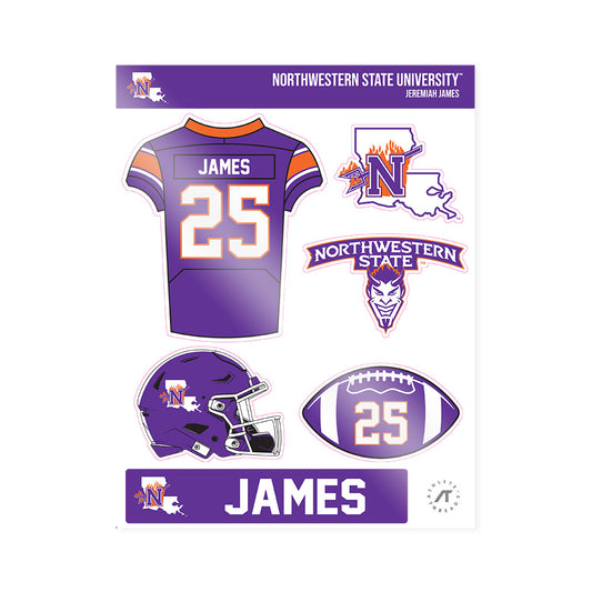 Northwestern State - NCAA Football : Jeremiah James - Sticker Sheet-0