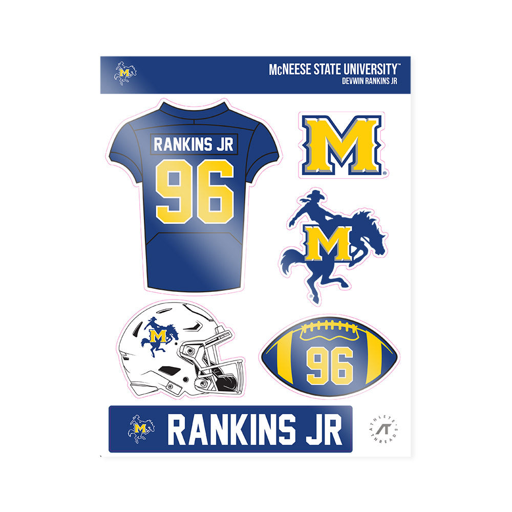 McNeese State - NCAA Football : Devwin Rankins Jr - Sticker Sheet-0