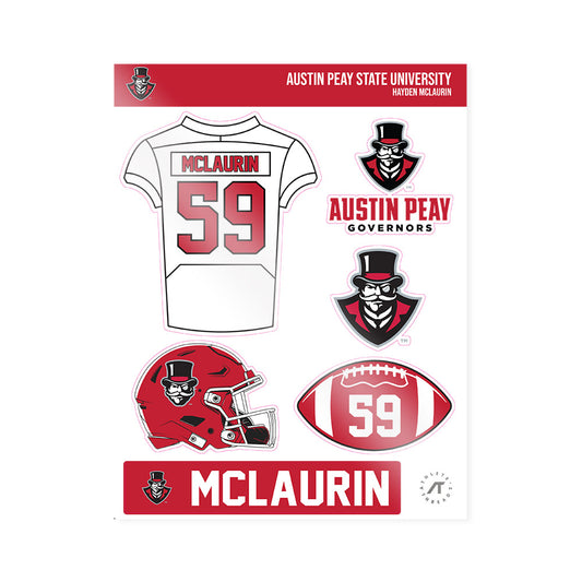APSU - NCAA Football : Hayden Mclaurin - Sticker Sheet-0