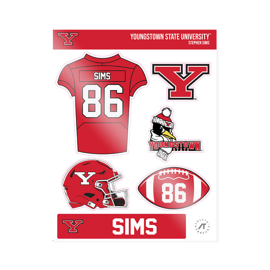 Youngstown State - NCAA Football : Stephen Sims - Sticker Sheet-0