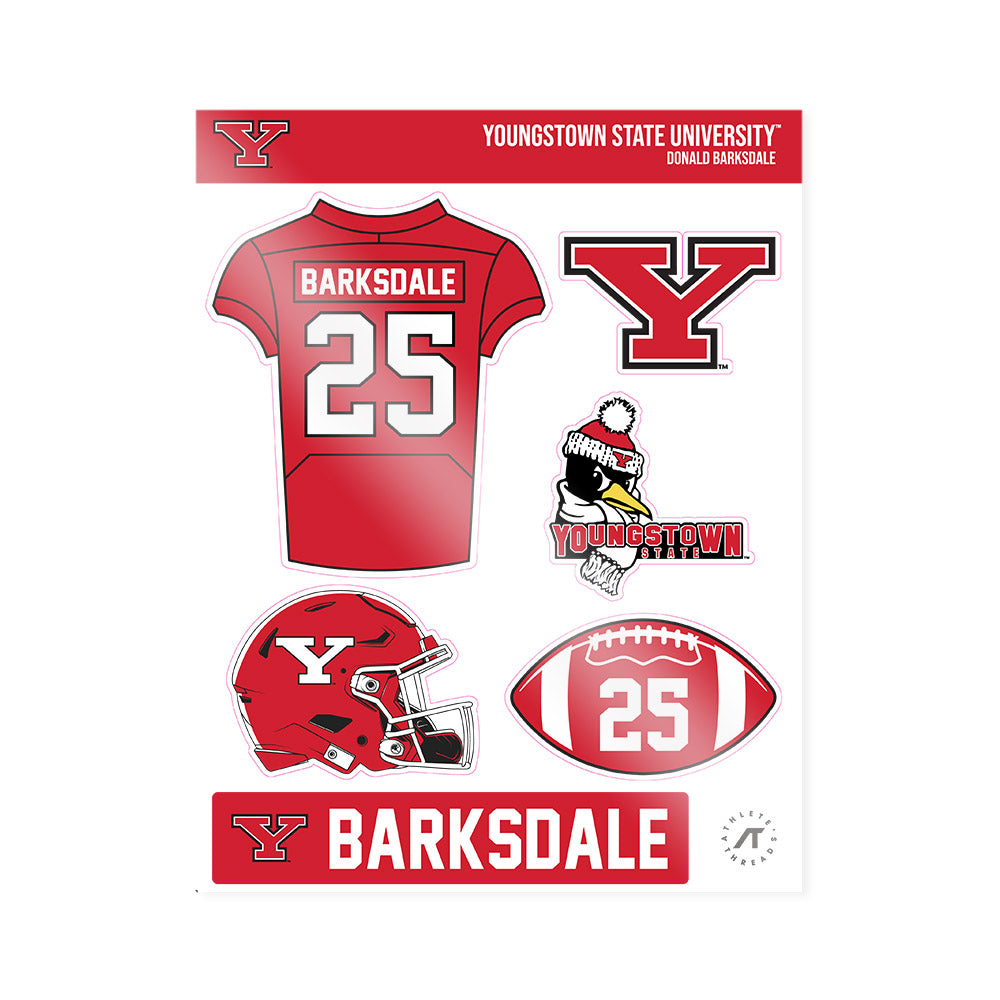 Youngstown State - NCAA Football : Donald Barksdale - Sticker Sheet-0