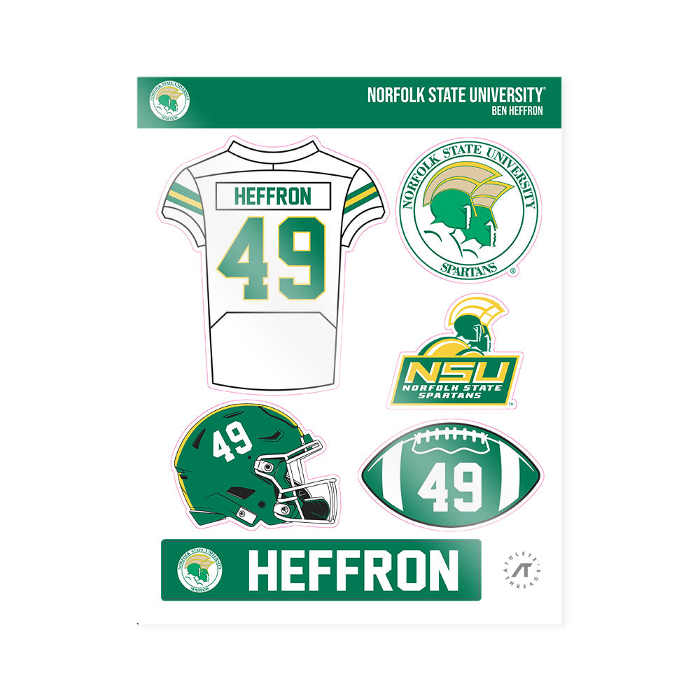 Norfolk State - NCAA Football : Ben Heffron - Sticker Sheet-0