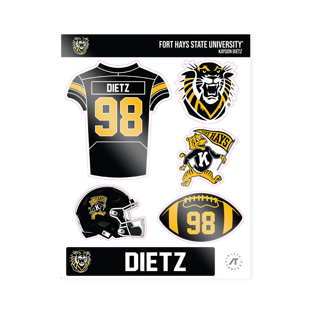 FHSU - NCAA Football : Kayson Dietz - Sticker Sheet-0