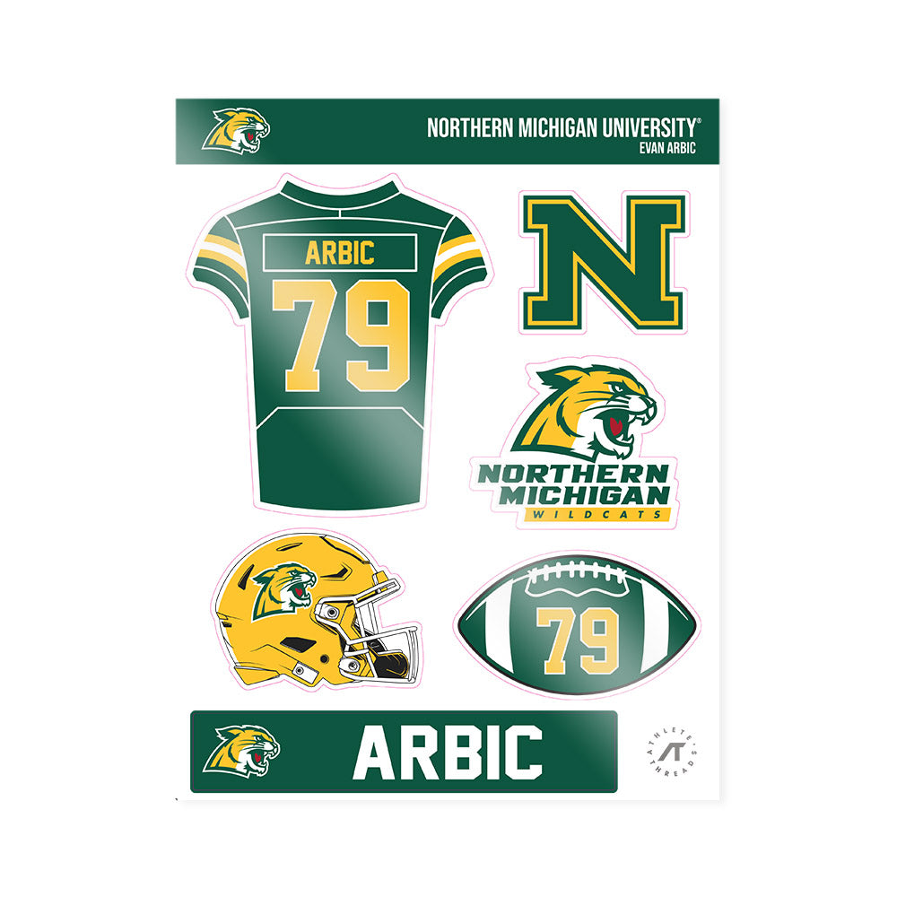 Northern Michigan - NCAA Football : Evan Arbic - Sticker Sheet-0