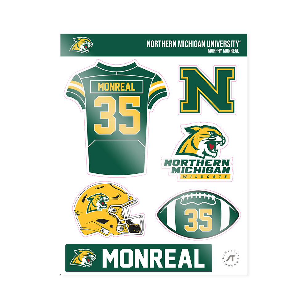 Northern Michigan - NCAA Football : Murphy Monreal - Sticker Sheet-0