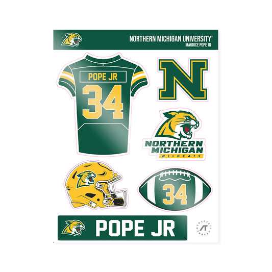 Northern Michigan - NCAA Football : Maurice Pope jr - Sticker Sheet-0