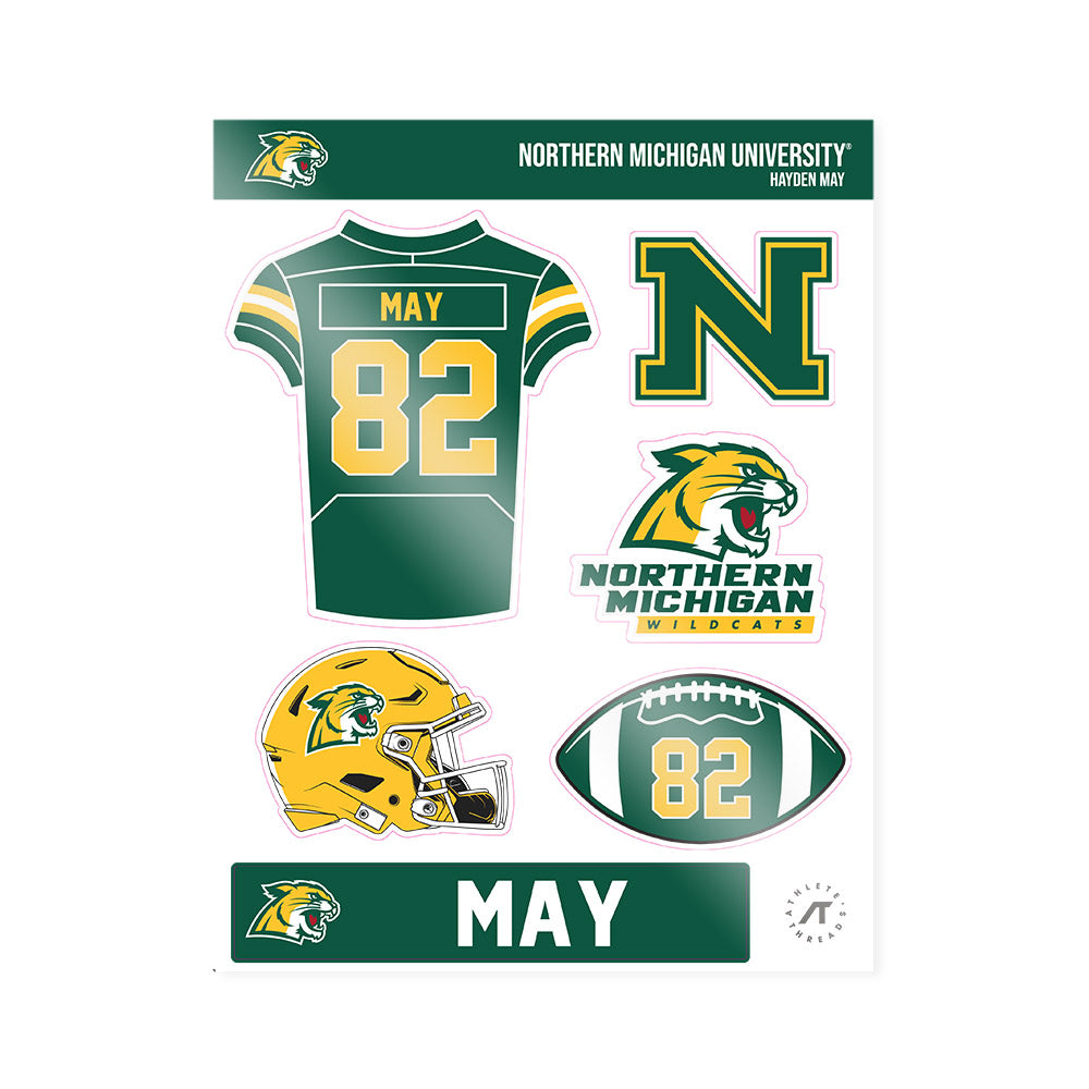 Northern Michigan - NCAA Football : Hayden May - Sticker Sheet-0