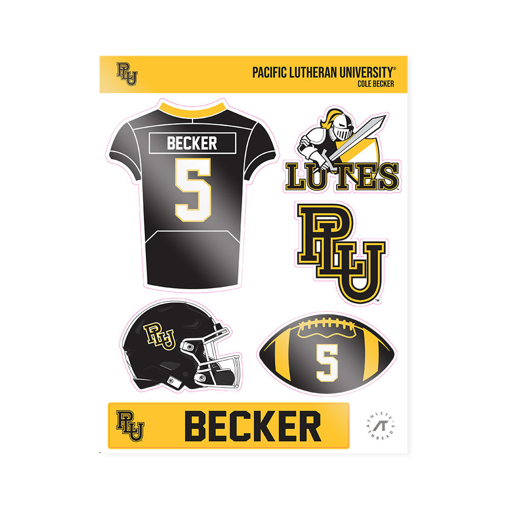 PLU - NCAA Football : Cole Becker - Sticker Sheet-0