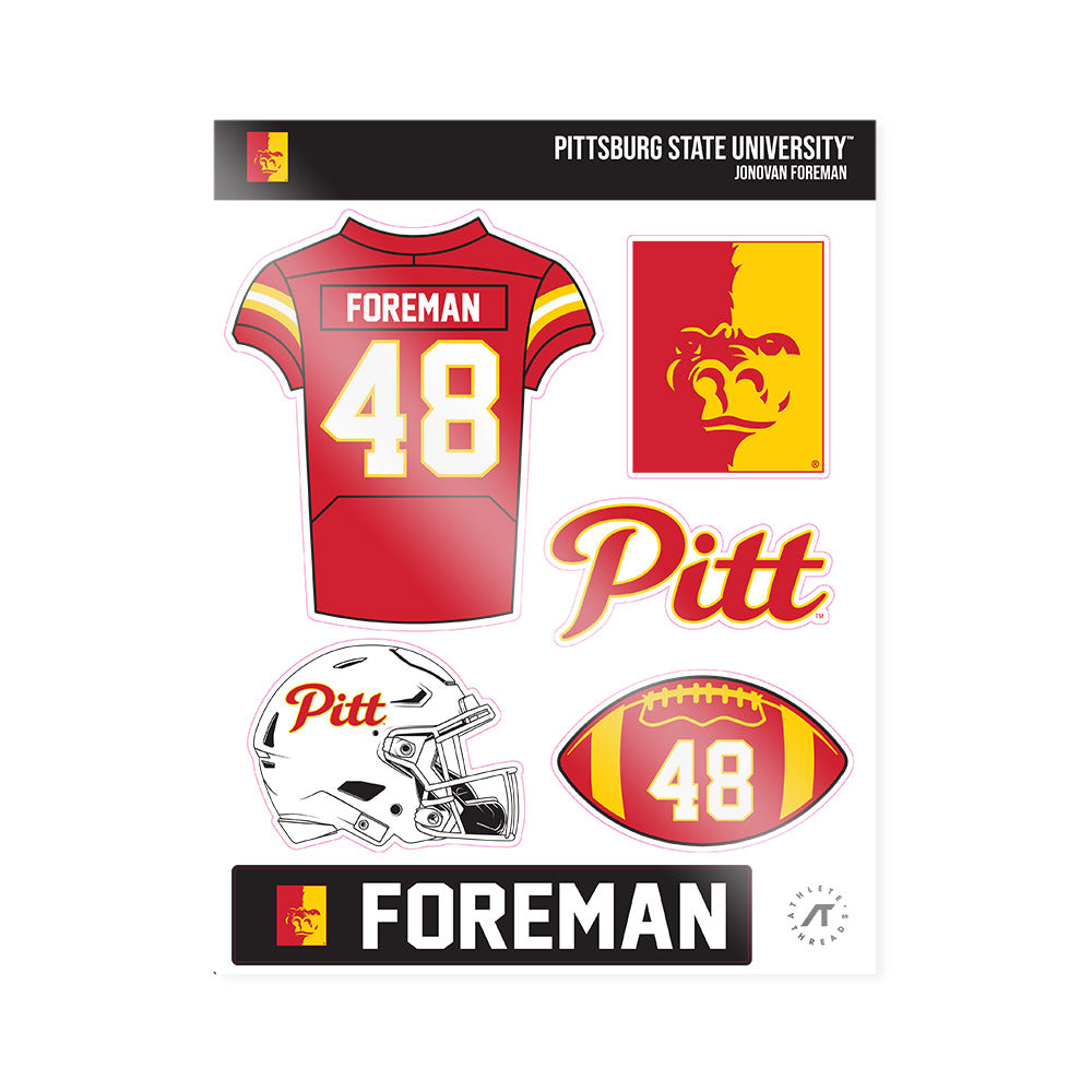 Pitt State - NCAA Football : Jonovan Foreman - Sticker Sheet-0