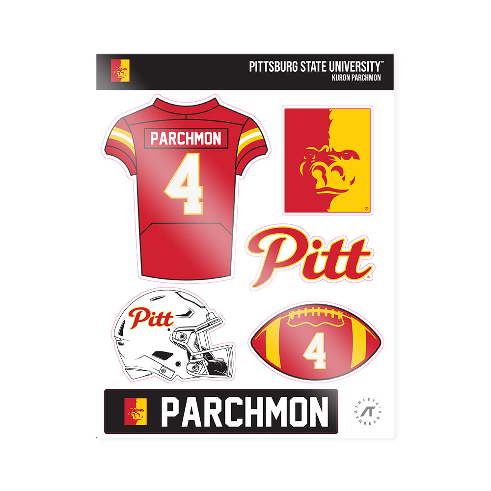 Pitt State - NCAA Football : Kuron Parchmon - Sticker Sheet-0