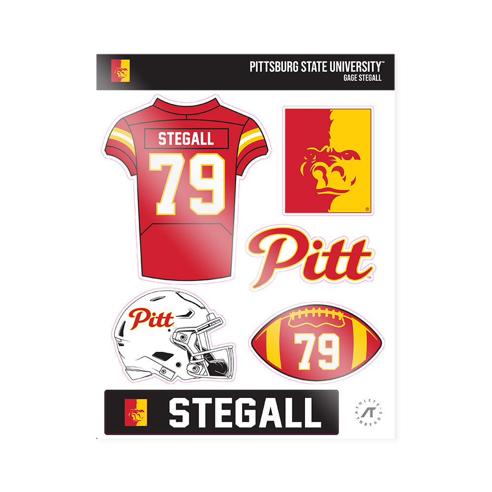 Pitt State - NCAA Football : Gage Stegall - Sticker Sheet-0